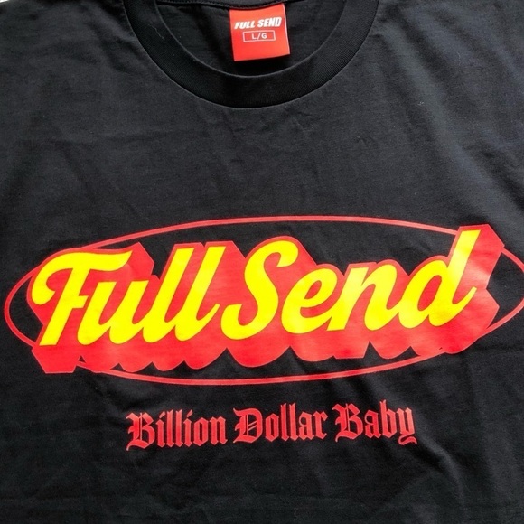 Full Send Mens T-shirt Crewneck Full Send Graphic Billion Dollar Baby Black L - Picture 3 of 6